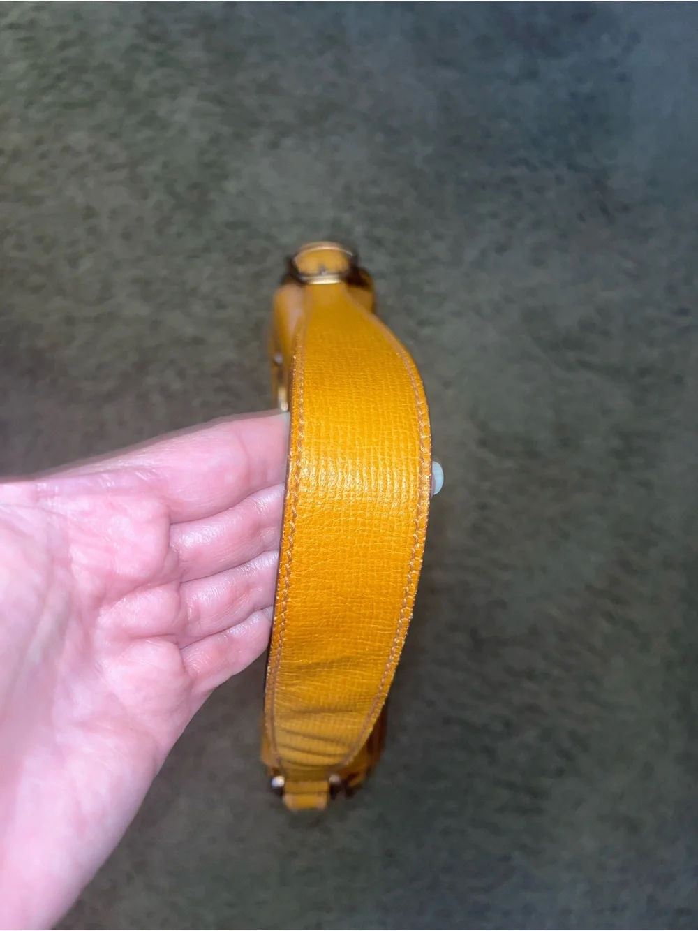 Gucci Yellow Mustard Leather Shoulder Bag with Horsebit Detail